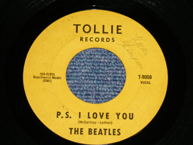 画像: The BEATLES - LOVE ME DO / P.S. I LOVE YOU  (Matrix #  A) 63-3188   △52252 / B) 63-3189   △52252 -x  FAT SOUND VERSION)  (Ex+/Ex+ : WOL  ) / 1964  US AMERICA  ORIGINAL "YELLOW with Black Print Label" Used 7" Single 