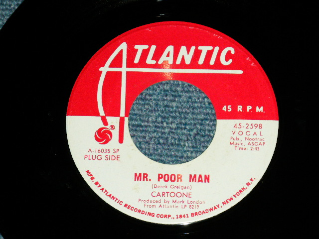 画像: CARTOONE - MR. POOR MAN / KNICK KNACK MAN  (MINT-/MINT-）/ 1969 US AMERICA ORIGINAL "PROMO" Used 7" Single 