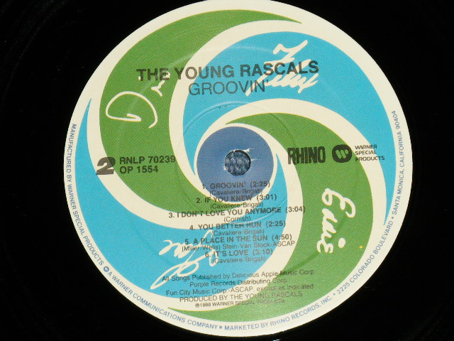 画像: YOUNG RASCALS - GROOVIN' (MINT-/MINT) / US AMERICA REISSUE Used LP
