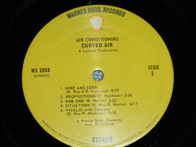 画像: CURVED AIR -  AIR CONDITIONING (Matrix #   A) WS-1903A 39829-1F   B) WS-1903B 39830-1A ) ( Ex/Ex++ Looks:Ex+++ ) / 1972 US AMERICA  1st  Press "GREEN Label"  Used LP 