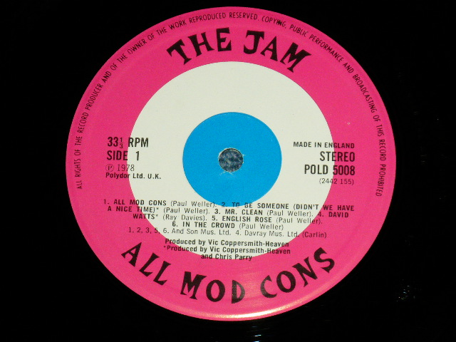 画像: THE JAM - ALL MOD CONS (Matrix # A//1 / B//1 ) ( Ex+/Ex+++ Looks:MINT- )    / 1978 UK ENGLAND ORIGINAL Used LP  with ORIGINAL INNER SLEEVE  