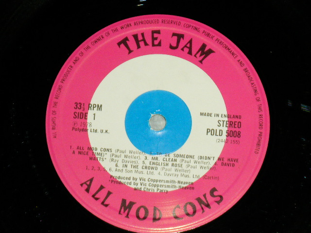 画像: THE JAM - ALL MOD CONS (Matrix # A//1 / B//1 ) ( Ex-/Ex++ Looks:Ex++)    / 1978 UK ENGLAND ORIGINAL Used LP  with ORIGINAL INNER SLEEVE  
