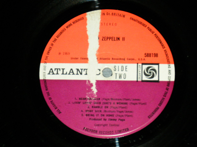 画像: LED ZEPPELIN - LED ZEPPELIN II 2 ( Matrix Number A) A-2 / B) B-2) (Ex/Ex+ Looks:VG++WOFC, TEAR OL )  / 1969 UK ENGLAND ORIGINAL "RED & PLUM Label" Used LP 