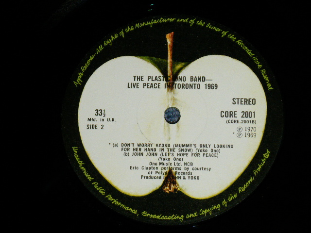 画像: PLASTIC ONO BAND JOHN LENNON of THE BEATLES -LIVE PEACE IN TORONTO 1969 ( Matrix # A-3 / B-2  ) (Ex++/MINT-+)   / 1974 Version THIN Vinyl  UK ENGLAND ORIGINAL Used LP