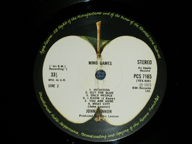 画像: JOHN LENNON of THE BEATLES - MIND GAMES (Matrix # 1U / 1U) (Ex++/Ex+++ Looks:Ex++) / 1973 UK ENGLAND ORIGINAL Used LP with ORIGINAL CUSTOM INNER SLEEVE 