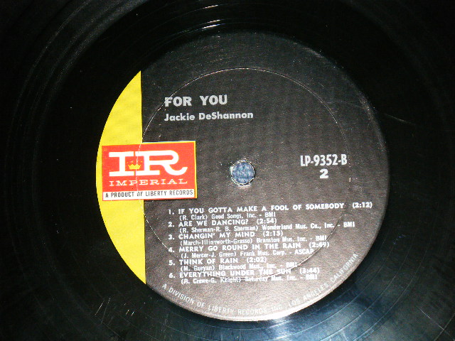 画像: JACKIE DeSHANNON  DE SHANNON -  FOR YOU ( Ex+/Ex+ EDSP) / 1967 US AMERICA ORIGINAL "GREEN & BLACK Label" STEREO Used LP 