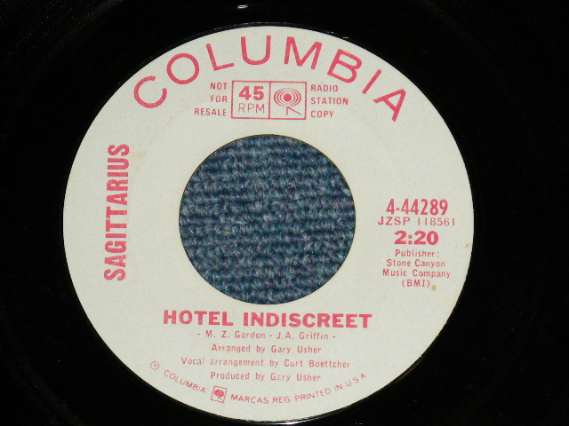 画像1: SAGITTARIUS ( GARY USHER  Works)  - ANOTHER HOTEL (PROMO ONLY Same Flip) (Ex+++/Ex+++) / 1968 US AMERICA ORIGINAL "PROMO ONLY" Used 7" Single 