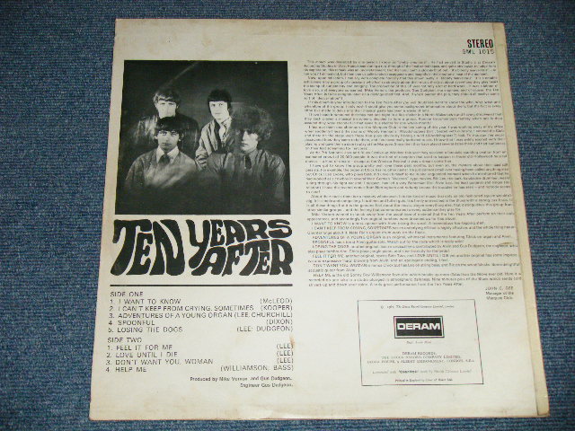 画像: TEN YEARS AFTER -　TEN YEARS AFTER ( MATRIX #  A) 3W/ B) 1W ) ( Ex++/Ex+++ ) / 1967 UK ENGLAND ORIGINAL STEREO Used LP   