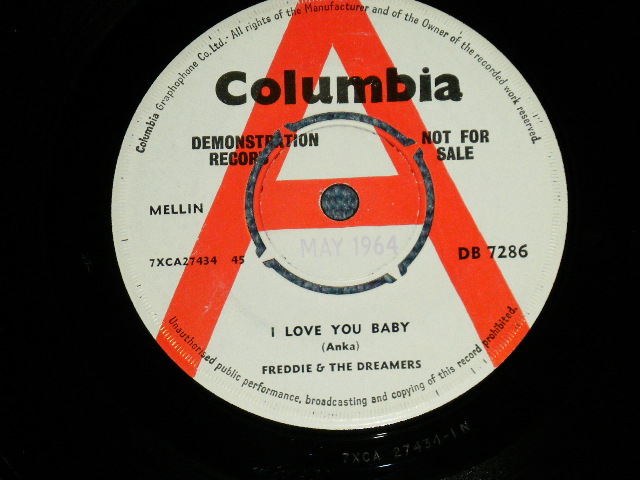 画像1: FREDDIE AND THE DREAMERS -  I LOVE YOU BABY : DON'T MAKE ME CRY  (MINT-/MINT-) / 1964 UK ENGLAND ORIGINAL wWHITE LABEL PROMO" Used 7" Single 