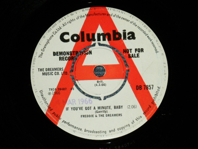 画像1: FREDDIE AND THE DREAMERS -  IF YOU'VE GOT A MINUTE, BABY : WHEN I'M HOME WITH YOU   (MINT-/MINT-) / 1966 UK ENGLAND ORIGINAL wWHITE LABEL PROMO" Used 7" Single 