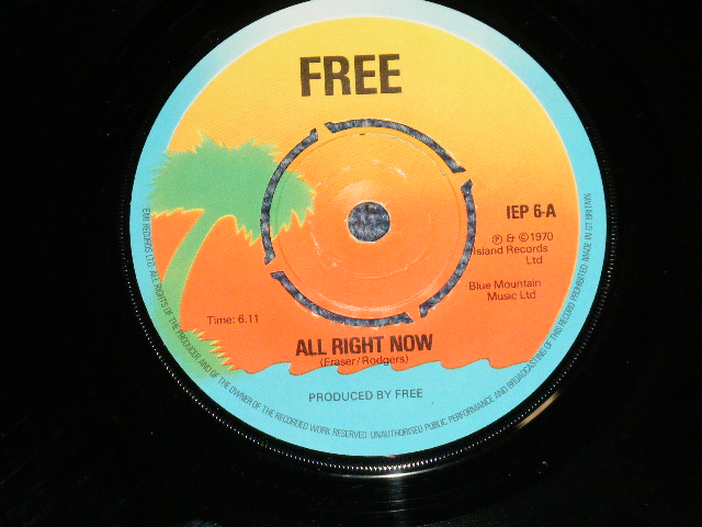 画像1: FREE - ALL RIGHT NOW : MY BROTHER TAKE/WASHINGTON WELL  ( Ex++/Ex++) / 1978 Version  UK ENGLAND REISSUE Used 7"Single