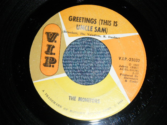 画像1: The MONITORS - GREETINGS(THIS IS UNCLE SAM)  (Ex++/Ex++)  / 1966 US AMERICA ORIGINAL  "PROMO ONLY Same Flip" Used 7"45 Single  
