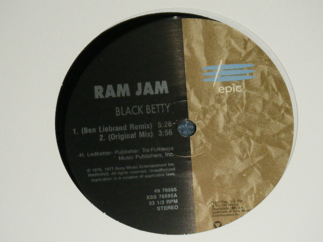 画像1: A) RAM JAM - BLACK BETTY : B) WILD CHERRY -  PLAY THAT FUNKY MUSIC  (Sealed)  /  US AMERICA REISSUE "BRAND NEW SEALED"  12" 