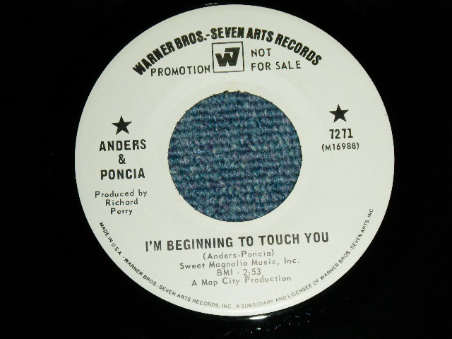 画像1: ANDERS & PONCIA - A)I'M BEGINNING TO TOUCH YOU  B)  TAKE HIS LOVE   (MINT-/MINT-)  / 1969 US AMERICA ORIGINAL "WHITE LABEL PROMO" Used  7" Single