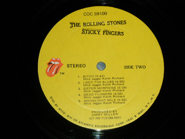 画像: The ROLLING STONES - STICKY FINGERS (Matrix # A) ST-RS-712189 AA MR 15943 (8) Rolling Stones Records B) ST-RS-712190 BB MR 15943-x (2) Rolling Stones Records ) ( Ex++/Ex++  B-1:Ex ) / 1971 US AMERICA ORIGINAL "MO Press" "ZIPPER COVER" "1841 BROADWAY Label" Used LP
