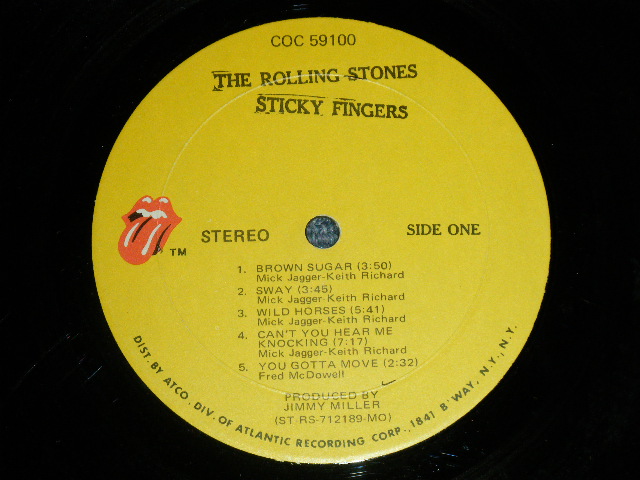 画像: The ROLLING STONES - STICKY FINGERS (Matrix # A) ST-RS-712189 CC MR 15943 (7) Rolling Stones Records B) ST-RS-712190 CC MR 15943-x (7) Rolling Stones Records ) ( VG+++/POOR SOME SKIP and JUMP, Tear、TAPESEAM ) / 1971 US AMERICA ORIGINAL "MO Press" "ZIPPER COVER" "1841 BROADWAY Label" Used LP