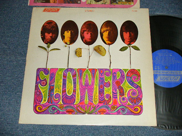 画像1: ROLLING STONES -  FLOWERS (Matrix # A) LL-3509  ARL-7752-1P-W     B) LL-3509  ARL-7753-1P-W) ( Ex++/Ex++ Looks:Ex+++ EDSP)  / 1969 Version? US AMERICA ORIGINAL "BLUE  with Boxed 'LONDON' Label" "NONE ADDRESS CREDIT at Bottom Label"  STEREO   Used LP 