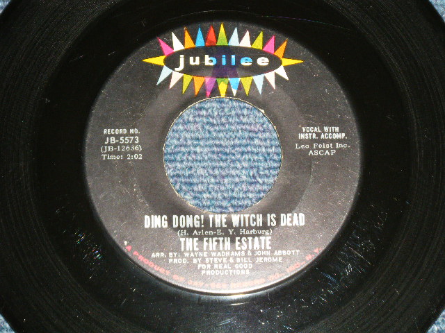 画像1: The FIFTH ESTATE - A) DING, DONG! The WITCH IS DEAD  B) The RUB-A-DUB (Ex++ Looks:MINT-/Ex++ Looks:MINT-)  / 1967 US AMERICA ORIGINAL  Used 7" Single 