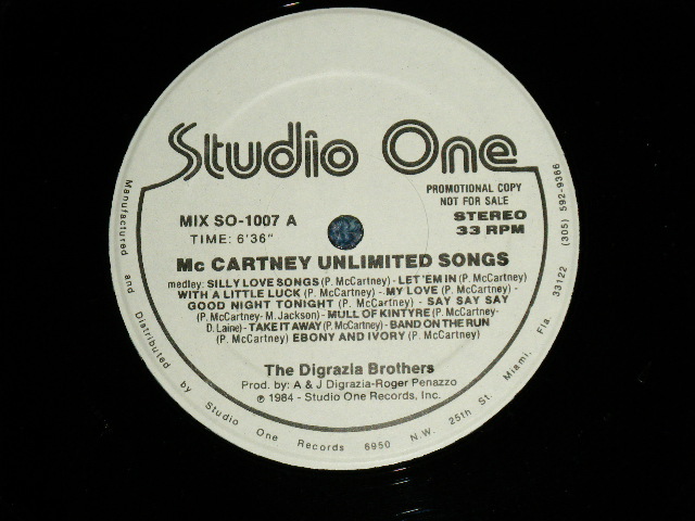 画像1: The DIGRAZIA BROTHERS - McCARTNEY UNLIMITED SONGS  (EUROBEAT) (-/Ex+++) / 1984  US AMERICA ORIGINAL "PROMO ONLY" Used 12" 