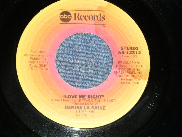 画像1: DENISE LA SALLE - A) LOVE ME RIGHT  B) FOOL ME GOOD (Ex++/Ex++) / 1977 US AMERICA ORIGINAL Used 7" 45 rpm Single 