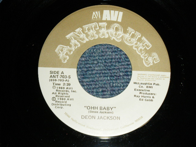 画像1: DEON JACKSON - A) OHH BABY  B) WHEN YOUR LOVE HAS GONE (NORTHERN SOUL) (Ex+++/Ex+++)  / 1980 US AMERICA ORIGINAL Used 7"45 