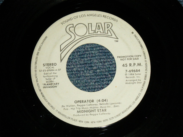 画像1: MIDNIGHT STAR - OPERATOR (Ex/Ex) / 1984 US AMERICA ORIGINAL "PROMO ONLY SAME FLIP" "white label promo" Used 7"45 