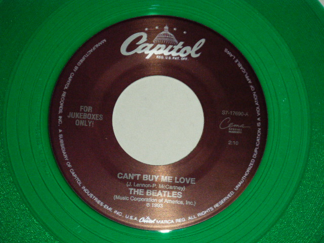 画像1: The BEATLES - A) CAN'T BUY ME LOVE  B) YOU CAN'T DO THAT (for JUKEBOX) (NEW)/ 1994 US AMERICA REISSUE "green WAX/Vinyl" "BRAND NEW" 7" Single