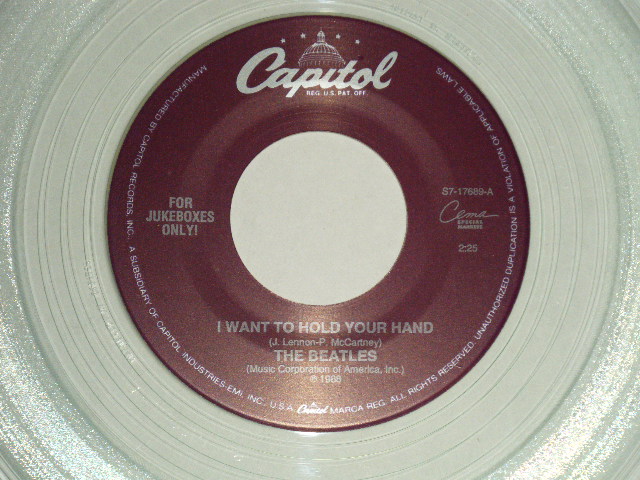 画像1: The BEATLES - A) I WANT TO HOLD YOUR HAND   B) THIS BOY (for JUKEBOX) (NEW)/ 1994 US AMERICA REISSUE "CLEAR WAX/Vinyl" "BRAND NEW" 7" Single