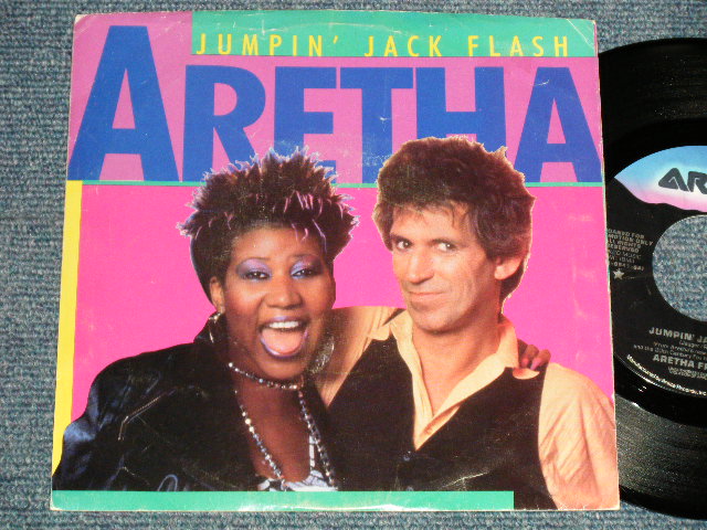 画像1: ARETHA FRANKLIN with KEITH RICHARDS -JUMPIN' JACK FLASH  A) 4:25  B) 4:56 (Ex++/MINT, MINT) / 1986 US AMERICA ORIGINAL "PROMO" Used 7"45 Single with PICTURE SLEEVE