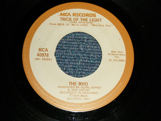 画像1: THE WHO - A) TRICK OF THE LIGHT  B) 905 (Ex++/Ex+) / 1978 US AMERICA ORIGINAL Used 7" 45rpm Single  