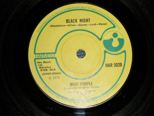 画像1: DEEP PURPLE - A)BLACK NIGHT  B)SPEED KING (1st Press NON EMI on LABEL) (Matrix # A-1/B-1 ) (Ex+++/Ex++)  / 1970 UK ENGLAND ORIGINAL Used 7" Single  