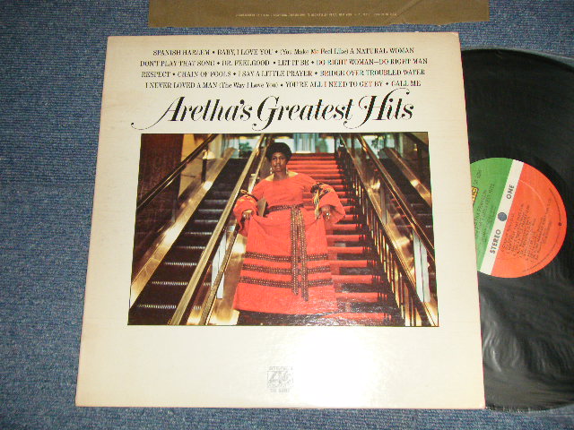 画像1: ARETHA FRANKLIN - ARETHA'S GREATEST HITS ("RI / PRC RICHMOND Press in INDIANA")(Ex+++/Ex+++ B-6,7:Ex+) / 1976 Version US AMERICA 1st Press "GREEN & RED Label" 3rd Press "Small 75 ROCKFELLER with 'W' Label" Used LP 　