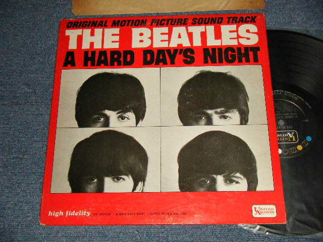 画像1: THE BEATLES - A HARD DAYS NIGHT (Sound Track) ( Matrix #A)UAL 3366A-1AH   B)UAL 3366B-1AK) (Ex++/Ex+++ Looks:Ex+++) / 1964 US AMERICA ORIGINAL 1st Press "BLACK with 'UNITED'in GOLD,'ARTISTS' in WHITE Label" MONO Used LP