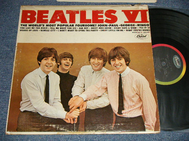 画像1: The BEATLES - BEATLES VI (Matrix #A)ST-1-2358- P-1P B)ST-2-2358-T-8P)"GLOVERSVILLE Press in NEW YORK" (Ex+/Ex++ Looks:Ex+ TapeSeam) / 1965 US AMERICA 1st Press 'See Label for correct Playing order' on Bcak Cover" "1st Press BLACK with RAINBOW Label" STEREO Used LP 