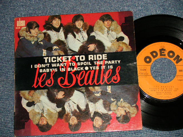 画像1: THE BEATLES - TICKET TO RIDE (Ex++/Ex+) / 1965 FRANCE FRENCH ORIGINAL "ORANGE Label" Used 7" 45 rpm 4 tracks EP with PICTURE SLEEVE