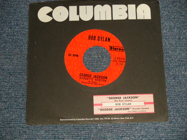 画像1: BOB DYLAN - HURRICANE - A)George Jackson (Big Band Version)	B)George Jackson (Acoustic Version) (With JUKEBOX STRIPE) (MINT-/MINT-) / 1971 US AMERICA ORIGINAL Used 7"SINGLE