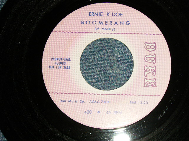 画像1: EARNIE K-DOE - A)BOOMERANG  B)PLEASE DON'T STOP (Ex+/Ex+) / 1971 US AMERICA ORIGINAL "PROMO"  Used 7" 45rpm Single