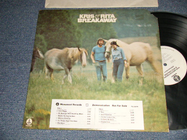 画像1: KRIS KRISTFFERSON & RITA COOLIDGE - BREAKAWAY (Ex++/MINT- Cut Corner for PROMO) / 1974  US AMERICA  ORIGINAL "WHITE LABEL PROMO" Used LP