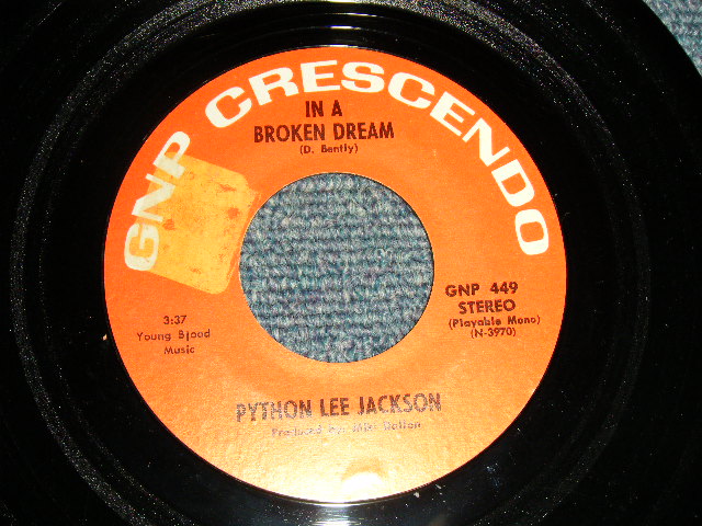 画像1: PYTHON LEE JACKSON - A)IN A BROKEN DREAM  B)DOIN' FINE (With GUEST Vocalist : ROD STEWART)(Ex+++ Looks:MINT-/Ex+++ Looks:MINT- RMVSTOL) / 1972  US AMERICA ORIGINAL Used 7" Single 