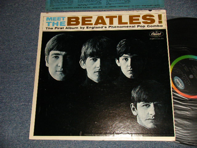 画像1: The BEATLES - MEET THE BEATLES  (Matrix #A)T-1-2047-F1 #2 "IAM in TRIANGLE" B)T-2-2047-G2 #2 "IAM in TRIANGLE")   "SCRANTON Press in PENNSYLVANIA"(Ex+MINT-, Ex+++  EDSP) / 1964 US AMERICA  1st Press "BLACK with RAINBOW Color Band Label"  "BEATLES Logo on OLIVE GREEN Front Cover" MONO Used LP  