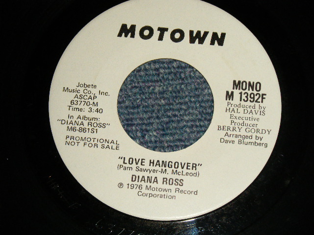 画像1: DIANNA ROSS - LOVE HANGOVER    A ) MONO  B) STEREO (Ex++++/Ex+++)  / 1976 US AMERICA ORIGINAL "PROMO ONLY"sed 7"45 