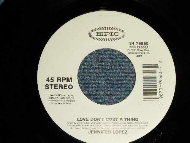 画像1: Jennifer Lopez   Love Don't Cost A Thing (MINT-/MINT-)  / 2000 US AMERICA ORIGINAL Used 7" 45 rpm Single  