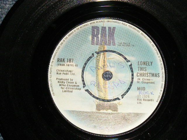画像1: MUD - A) LONELY CHRISTMAS  B) I CAN'T STAND IT (Ex++/Ex++) / 1974 UK ENGLAND ORIGINAL Used 7"Single 