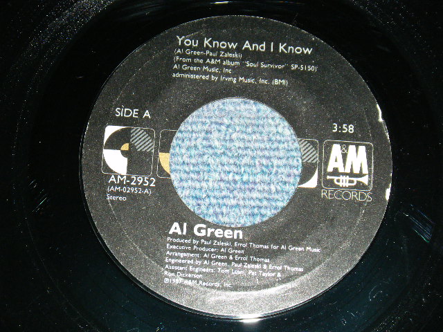 画像1: AL GREEN - A)YOU KNOW AND I KNOW  B)TRUE LOVE (MINT-/MINT-) / 1987 US AMERICA ORIGINAL Used 7" Single