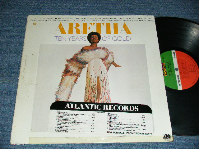 画像1: ARETHA FRANKLIN - ARETHA TEN YEARS OF GOLD (Matrix # A)ST-A-763753-A  @T GP PR B)ST-A-763754-A @T GP PR )("RI/ RICHMOND Press in INDIANA") ("GP /GEROGE PIROS") (Ex/MINT- BB, STOBC, TOC, SWOBC)  / 1976 US AMERICA  ORIGINAL "PROMO" 1st press "RED & Green with small 75 ROCKFELLER with 'W' Label" Used LP  