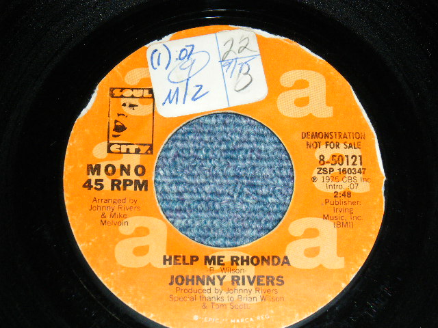 画像1: JOHNNY RIVERS - HELP ME RHONDA   A)MONO  B)STEREO (Ex++ Looks:Ex/Ex++ Looks:Ex++STOL) / 1975 US AMERICA ORIGINAL "PROMOONLY SAME FLIP MONO/STEREO" Used 7" Single
