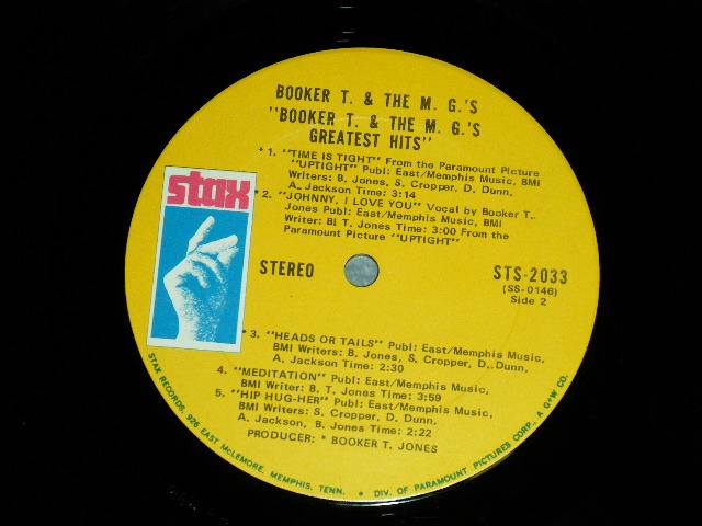 画像6: BOOKER T.& THE MG'S - GREATEST HITS  (Ex+++/Ex+++) / 1970 US AMERICA ORIGINAL "YELLOW with SINGLE LINE ADDRESS Label" Used LP 