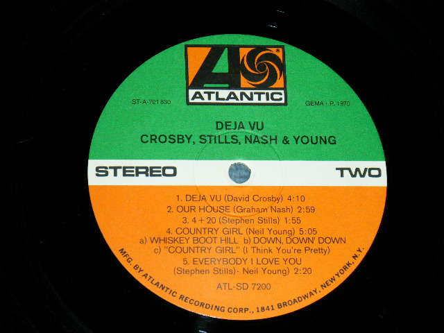 画像9: CSN&Y  / CROSBY, STILLS, NASH & YOUNG - DEJA VU (Matrix # A)ST-A-701 829-D 281 0654 341 S1 LW AT a3 W B)ST-A-701 830-D 281 0654 341 S2 LW AT W) (Ex++/Ex++)  / 1970 WEST-GERMANY GERMAN ORIGINAL 1st Press "COARTING Jacket" "1841 BROADWAY Label" Used LP 