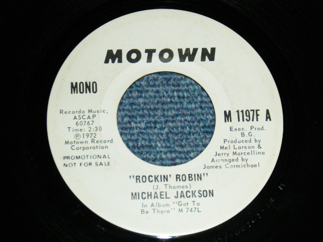 画像1: MICHAEL JACKSON - Rockin' Robin  A) MONO  B) STEREO  (- / Ex+, Ex+) / 1972 US AMERICA ORIGINAL  "PROMO ONLY SAME FLIP M/ST" Used 7" Single  