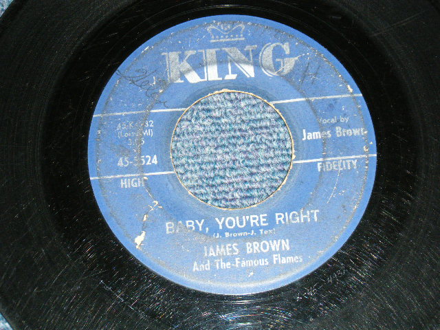 画像1: JAMES BROWN And The Famous Flames - A) Baby, You're Right   B) I'll Never, Never Let You Go (VG++/VG++) 1961 US AMERICA ORIGINAL "BLUE Label" Used 7" 45 rpm Single  